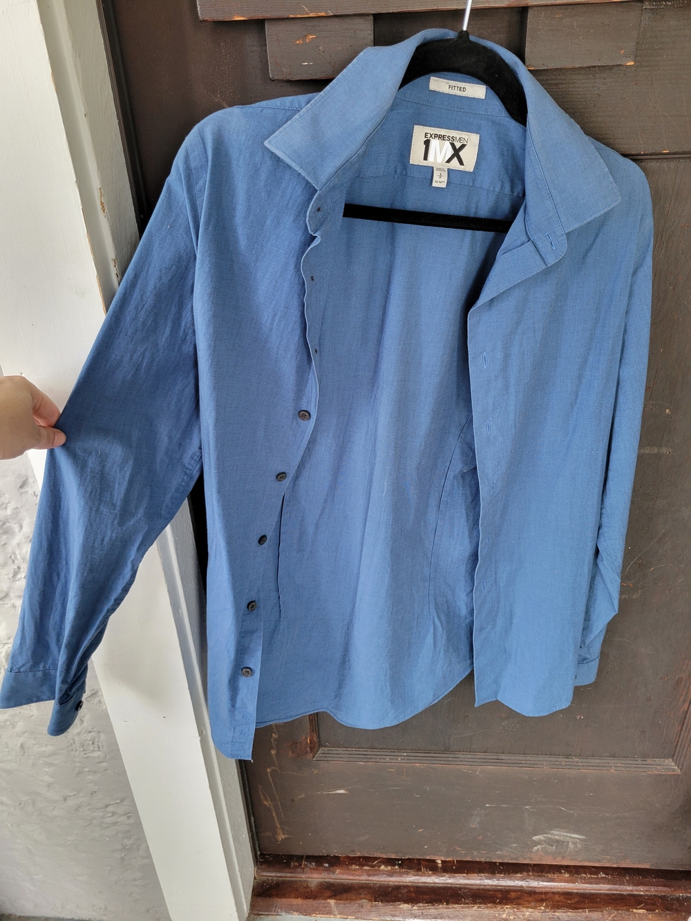 Express Men’s Light Blue Fitted Button-Up Shirt